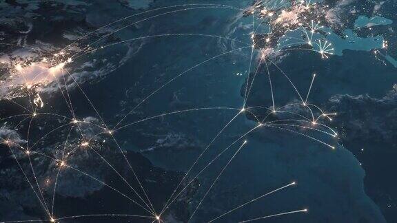 全球连接线-扩大网络夜间-全球业务网络安全蔓延的流行病