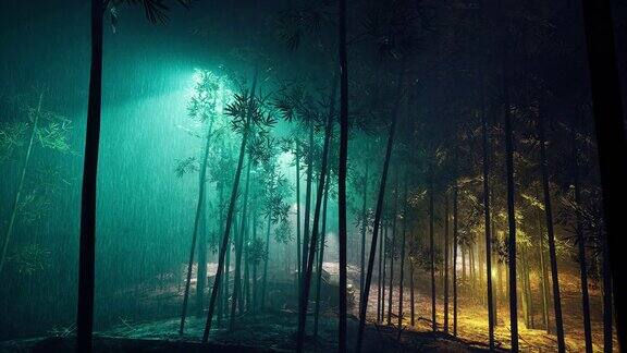 雨夜清新的竹林
