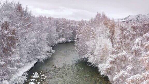 新疆雪景鸟瞰图