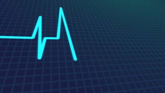 蓝绿宝石色心电图循环4k动画电子健康脉搏运动屏幕库存视频4K分辨率摘要事故和灾难分析动画-移动图像