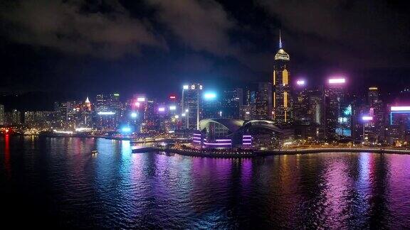 香港中环夜景航拍