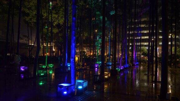 夜间照明吉隆坡市中心著名的森林全景4k马来西亚