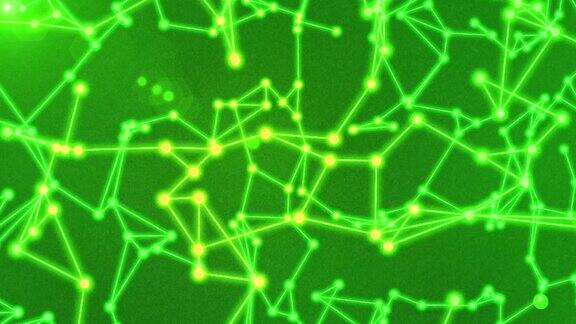 绿色未来主义抽象分子点几何结构空间背景动画科技粒子分析主题插画壁纸动画