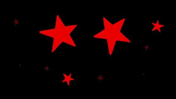 动画红星形状在黑色背景下闪闪发光