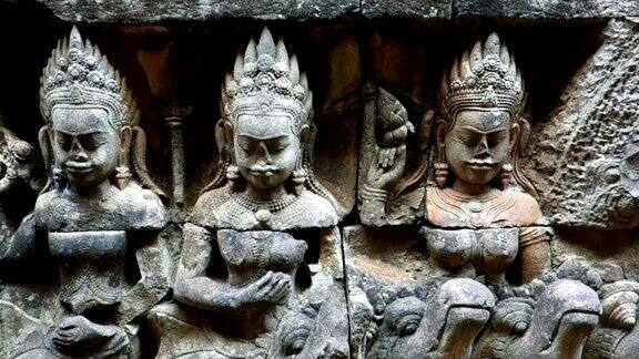 麻风王台地的雕刻吴哥窟暹粒柬埔寨