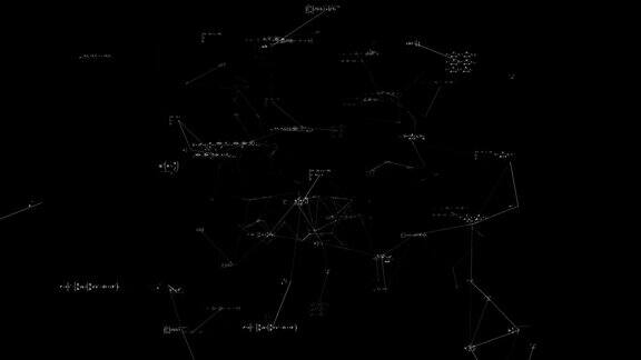 数学公式移动在空间、科学和数学研究和发展视频循环