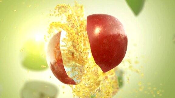 鲜红苹果(慢镜头)