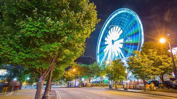 亚特兰大市中心的摩天轮夜景