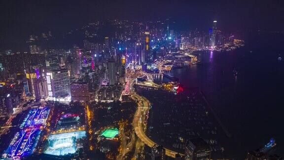 香港城市的夜景航拍