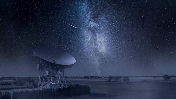 夜晚的天文台天文台正在寻找太空信号