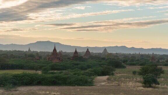 4K时间流逝:缅甸蒲甘的日落古塔