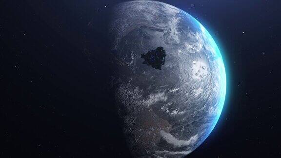 巨大的小行星陨石指向地球