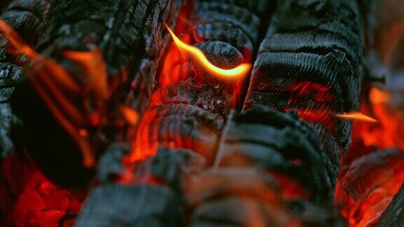 木头在火中燃烧