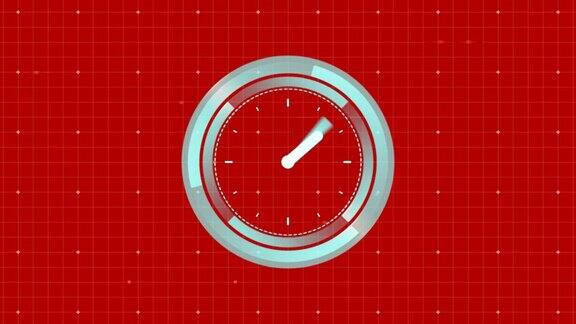 红色背景上的时钟转动