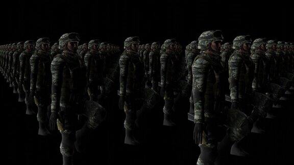 士兵军事部队概念3D渲染动画
