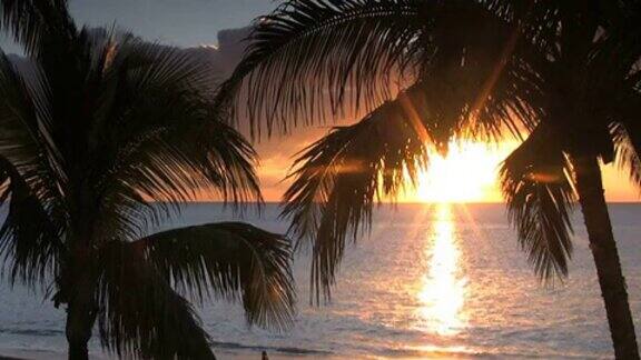 热带海滩日落风景