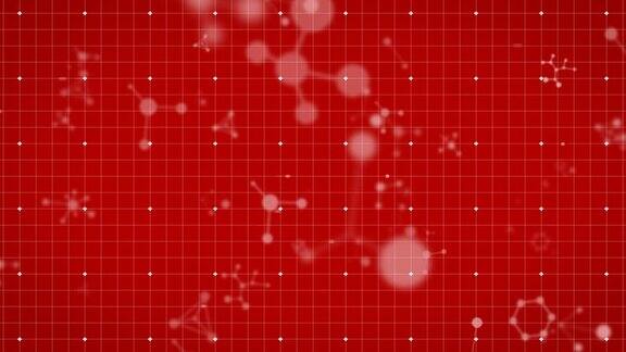 化学结构的动画漂浮在红色背景上