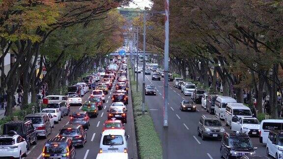 日本涩谷区表参道大街上拥挤的人群