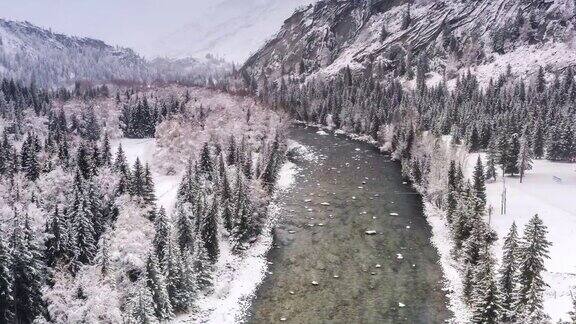 新疆雪天航拍