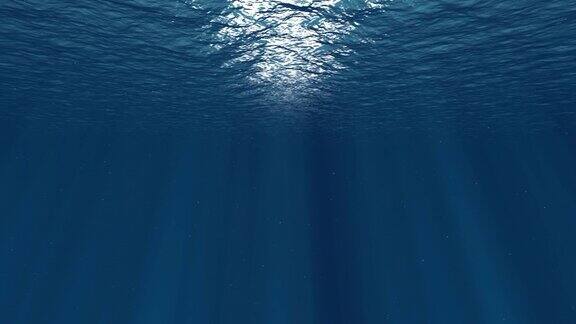 水下蓝色背景在海洋与太阳在海洋