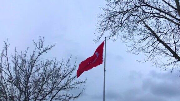 阴天的土耳其国旗