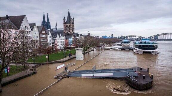 德国科隆莱茵河洪水泛滥