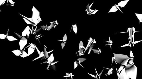 黑色背景上的折纸鹤