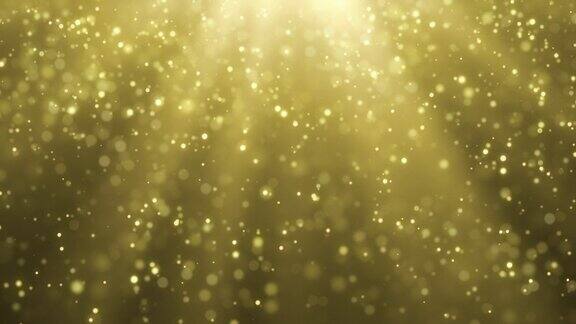 抽象背景金色闪亮的粒子落下来魅力圣诞节庆典下降成功