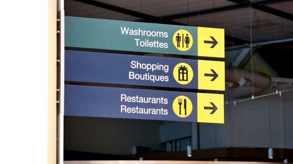 YVR机场内的洗手间、购物区、餐厅等活动标志
