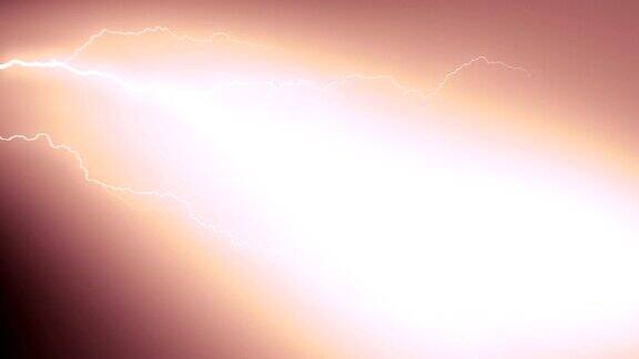 一套美丽的孤立闪电打击在黑色背景电风暴真实的多重雷电在循环动画自然灾害