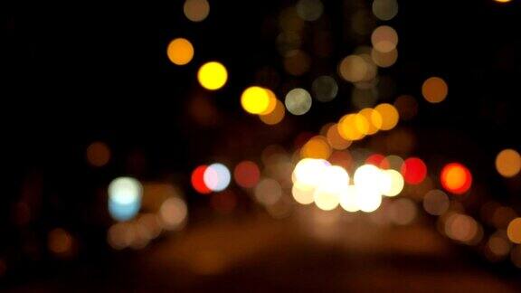 BOKEH:纽约夜晚五颜六色模糊的交通灯和闪烁的城市灯光