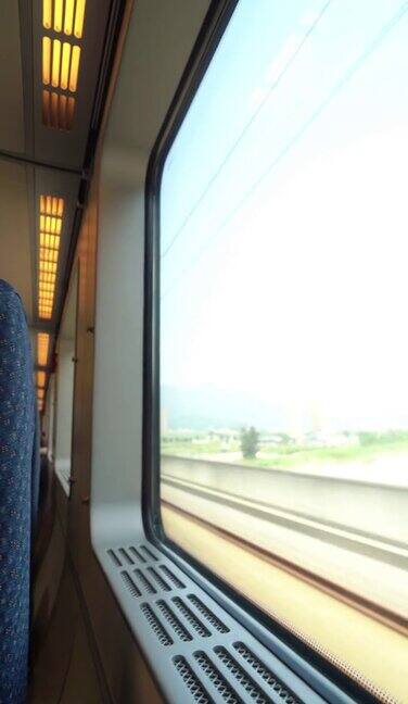 从火车车厢窗口看风景