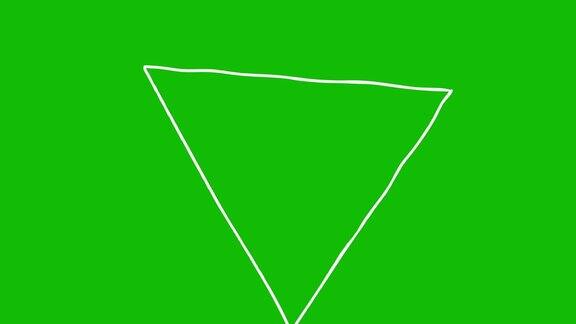 一组动画手绘高亮元素边框和选择文本的元素白色的设计元素被隔离在绿色的屏幕背景上手绘白色三角形