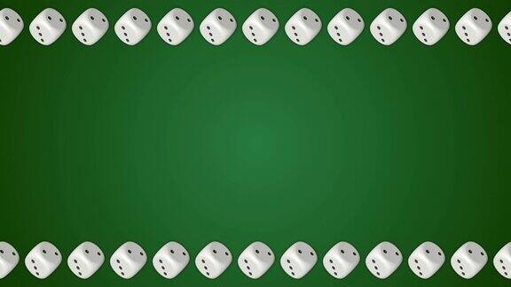 骰子方块赌场赌博的绿色边框背景