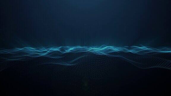 循环视频抽象波数字线背景发光粒子照明