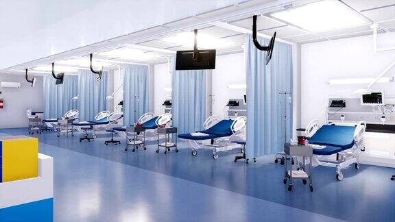 现代医院急诊室内部空无一人
