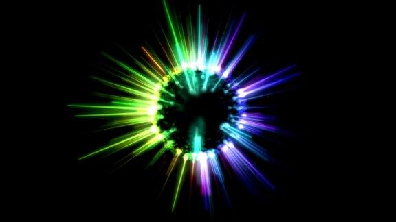 摘要旋转发光球动画-循环彩虹
