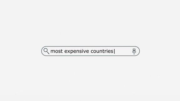 最昂贵的国家键入在搜索引擎栏上的数字屏幕股票视频