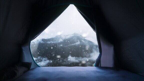 4k视频雪景帐篷