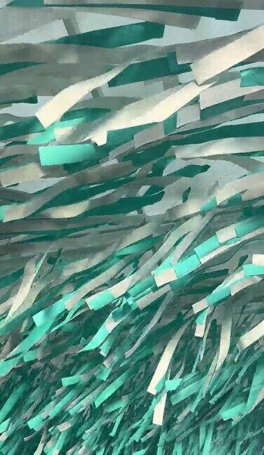 风中的纸丝带抽象条形剪纸材料动画背景