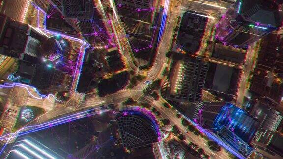 鸟瞰图新加坡智慧城市概念技术未来概念