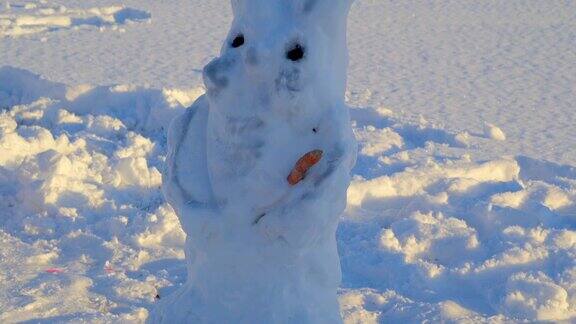 兔子看雪人在地上