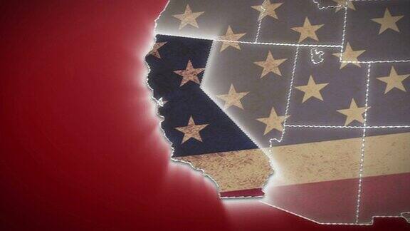 美国地图加州退出所有州可用红色的