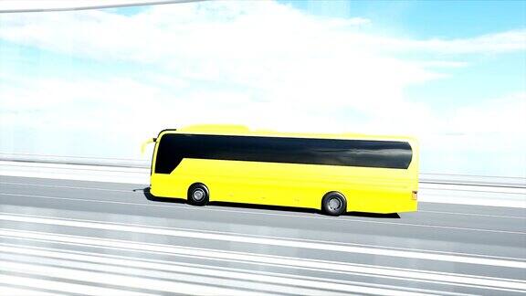 桥上巴士的三维模型开车非常快4k动画