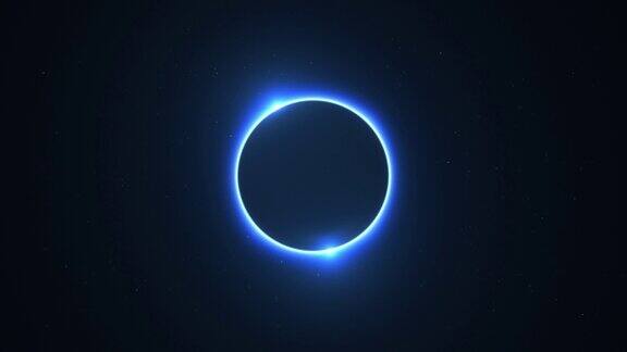 蓝色旋转双喇叭日食与光线在星空环