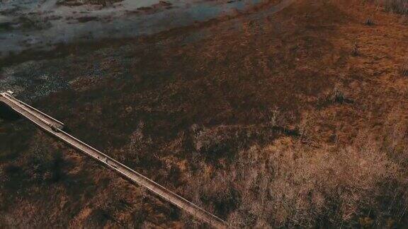 2021年2月无人机拍摄的佛罗里达州西北湖的树木和草地