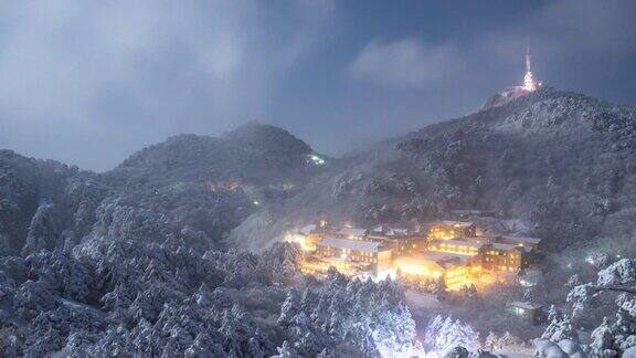 黄山的雪景航拍