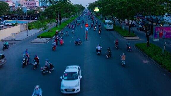 越南胡志明市中心一段时间的交通堵塞