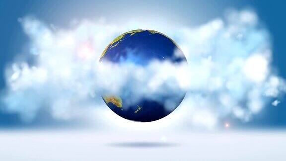 在云中环绕蓝色地球