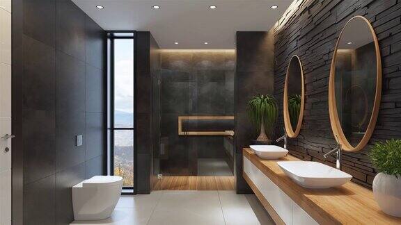现代极简主义的浴室秋天背景